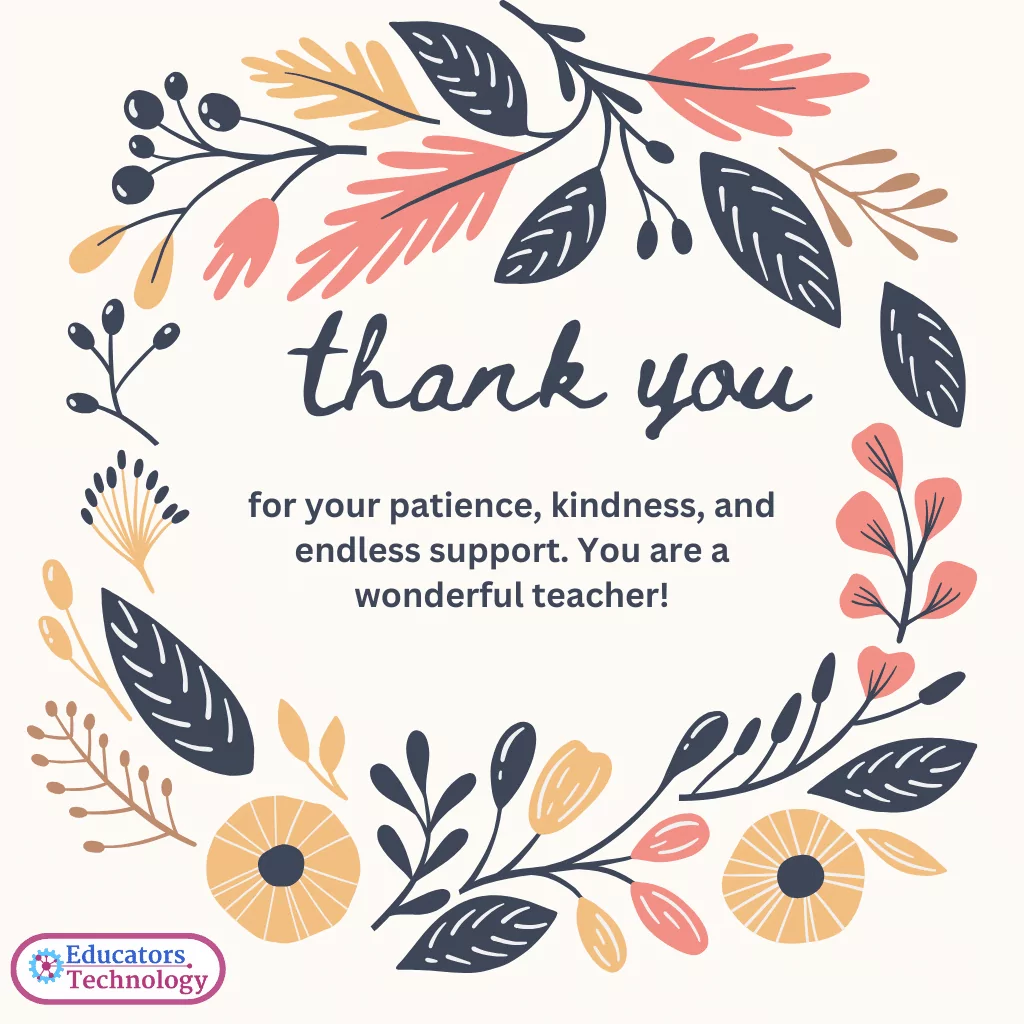 Thank You Notes to Teachers